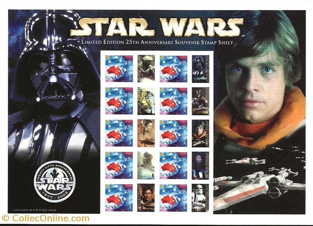 timbres zzz bloc feuillet australie 2002 star wars iv a new hope