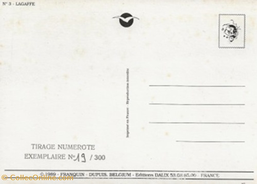Gaston Lagaffe n°3 cartes postales bande dessinee gaston lagaffe n 3