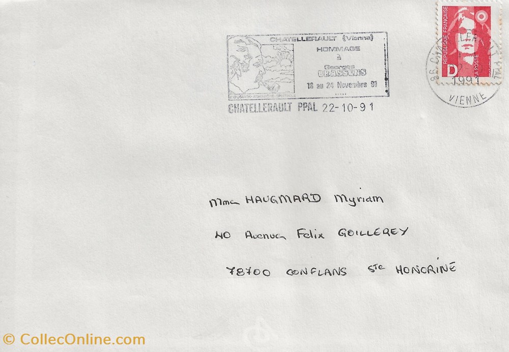 timbres chatellerault 86 1991 hommage a georges brassens