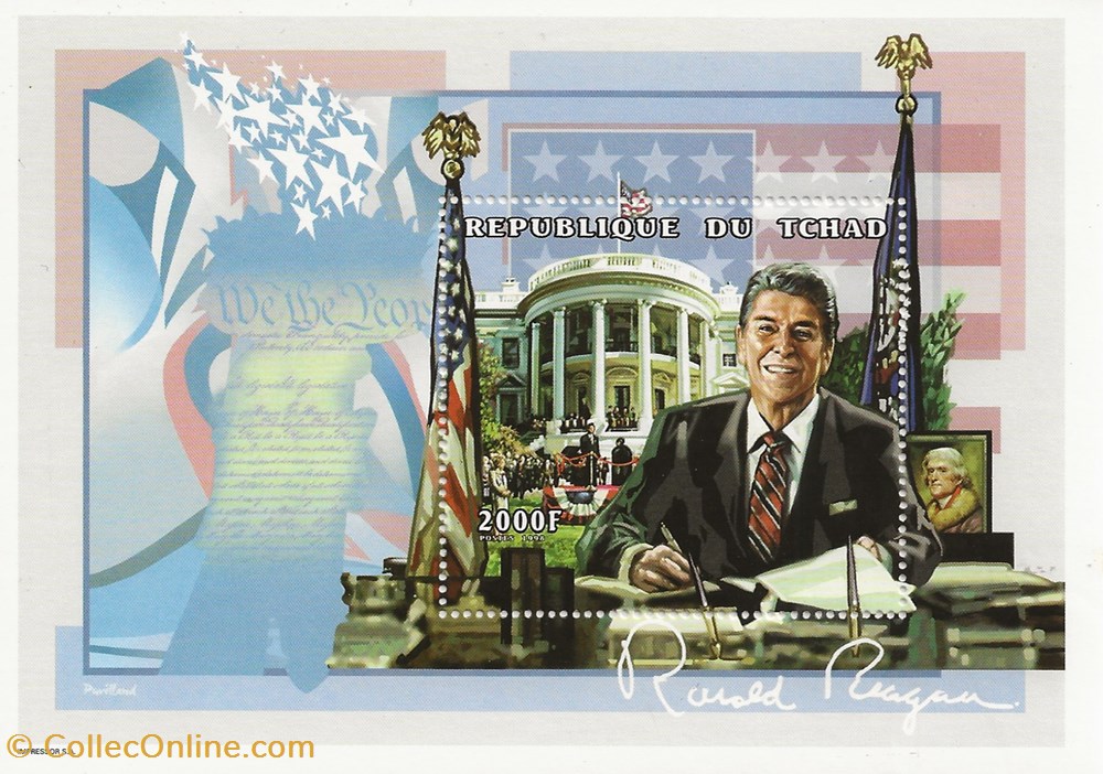 ZZZ Blocs (Tchad) 1998 Ronald Reagan timbres zzz blocs tchad 1998 ronald reagan