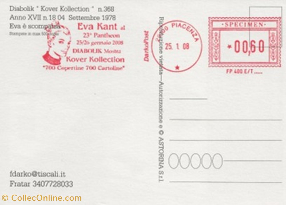 cartes postales bande dessinee diabolik anno 17 18