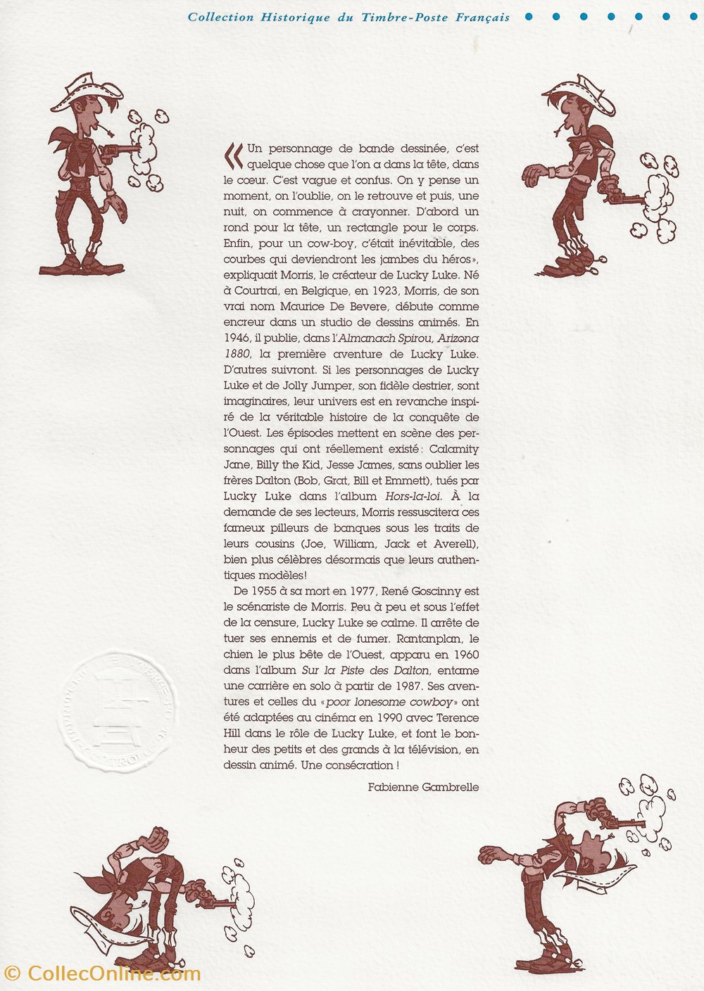timbres zz collection historique 2003 fete du timbre lucky luke