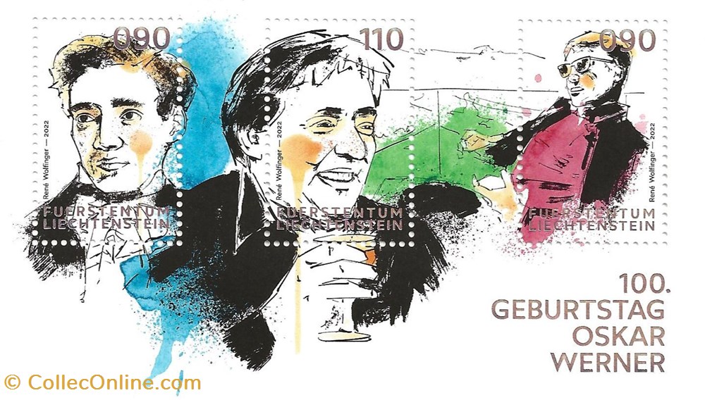 ZZZ Bloc (Liechtenstein) 2022 Oskar Werner timbres zzz bloc liechtenstein 2022 oskar werner