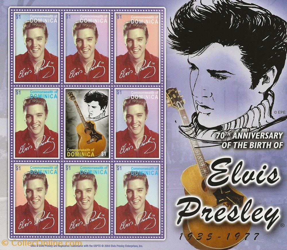 ZZZ Bloc (Dominica) 2004 Elvis Presley timbres zzz bloc dominica 2004 elvis presley