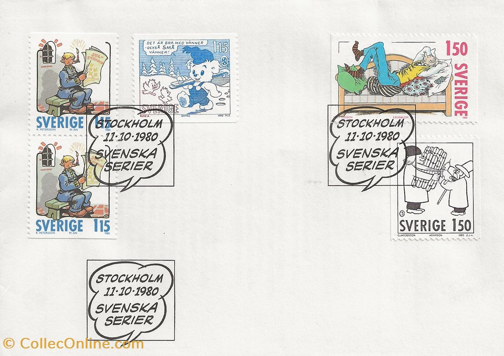 Stockholm (Suède) 1980 - La bande dessinée suédoise timbres stockholm suede 1980 la bande dessinee suedoise