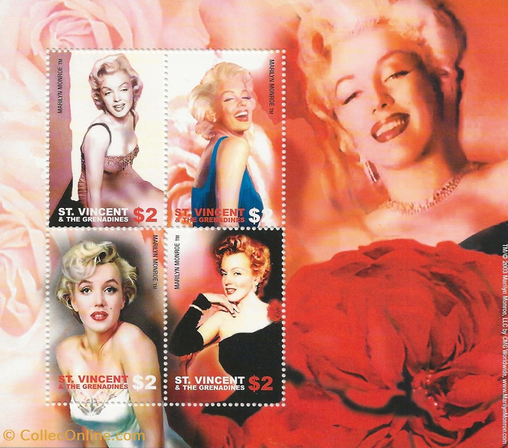 ZZZ Bloc (Saint Vincent & Grenadines) 2004 Marilyn Monroe timbres zzz bloc saint vincent grenadines 2004 marilyn monroe