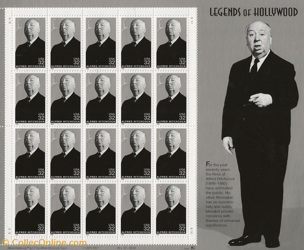 ZZZ Bloc (Etats-Unis) 1997 Alfred Hitchcock - Legends of Hollywood timbres zzz bloc etats unis 1997 alfred hitchcock legends of hollywood