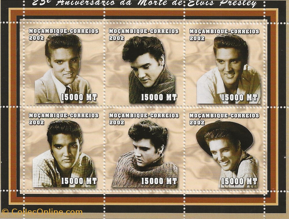 ZZZ Bloc (Mozambique) 2002 40ème anniversaire de la mort d'Elvis Presley timbres zzz bloc mozambique 2002 40eme anniversaire de la mort elvis presley