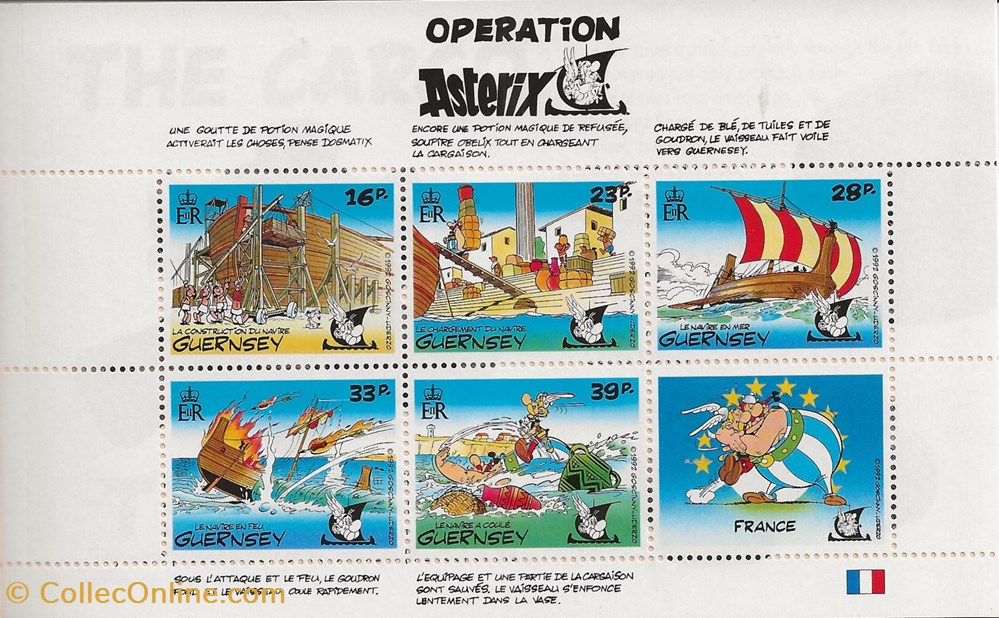 ZZZ - Guernesey 1992 Operation Asterix 3 timbres zzz guernesey 1992 operation asterix