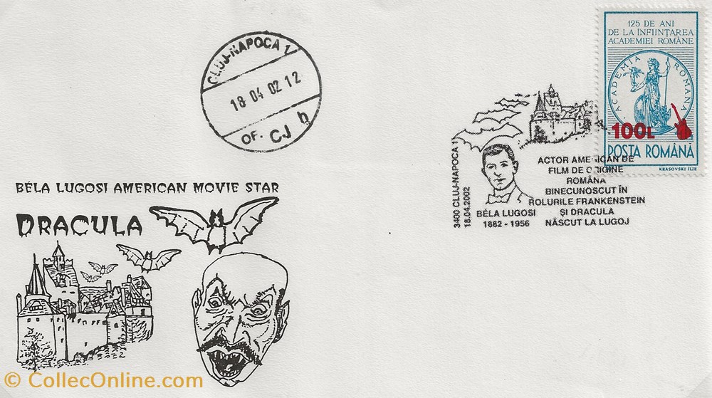 Cluj Napoca (Roumanie) 2002 Bela Lugosi timbres cluj napoca roumanie 2002 bela lugosi