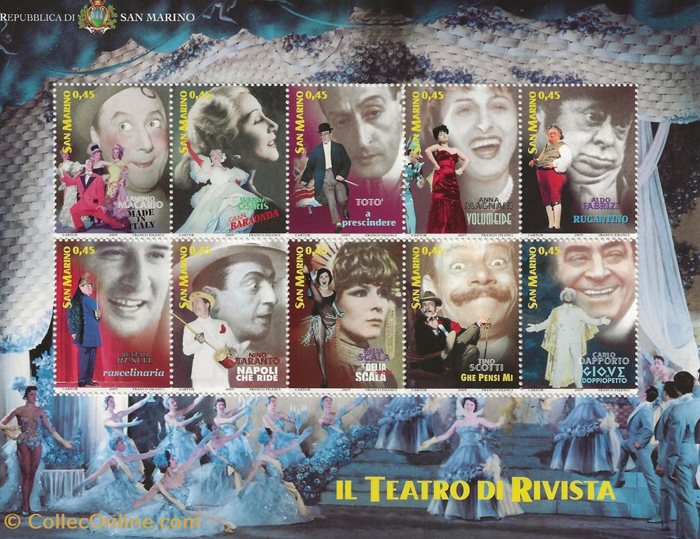 timbres zzz bloc saint marin 2005 il teatreo di rivista