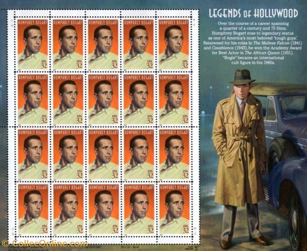ZZZ Bloc (Etats-Unis) 1997 Humphrey Bogart - Legends of Hollywood timbres zzz bloc etats unis 1997 humphrey bogart legends of hollywood