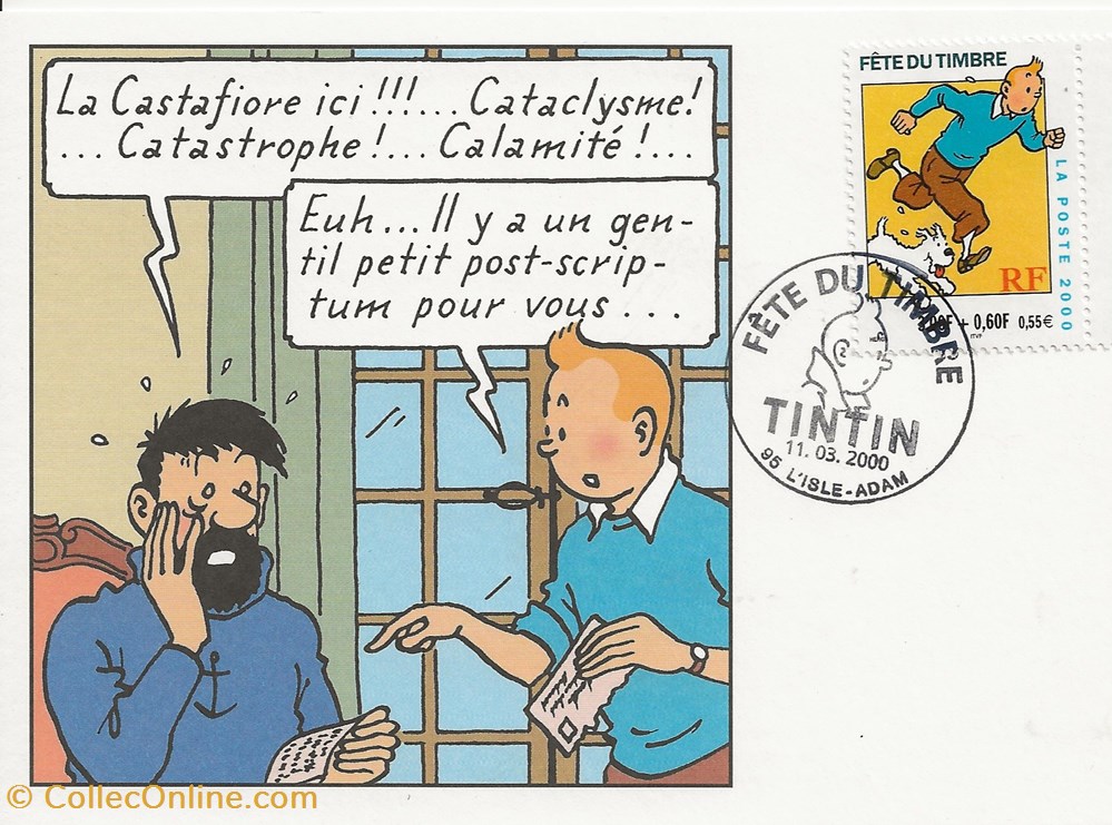 L'isle Adam (95) 2000 Fête du timbre - Tintin 3 timbres l isle adam 95 2000 fete du timbre tintin