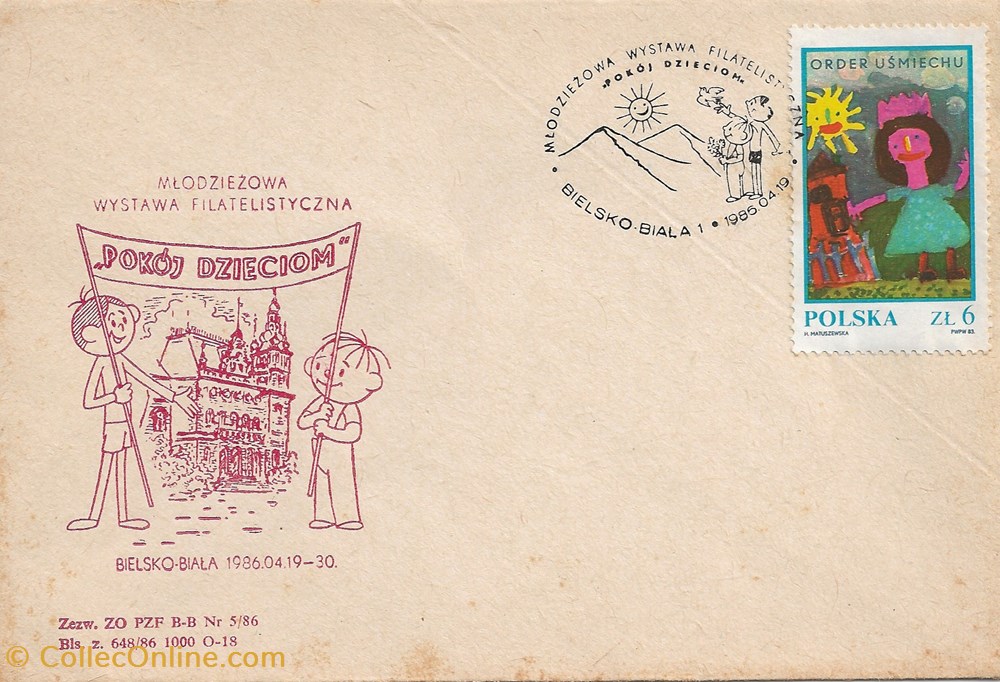 timbres bielsko biala pologne 1986 exposition philatelique de la jeunesse