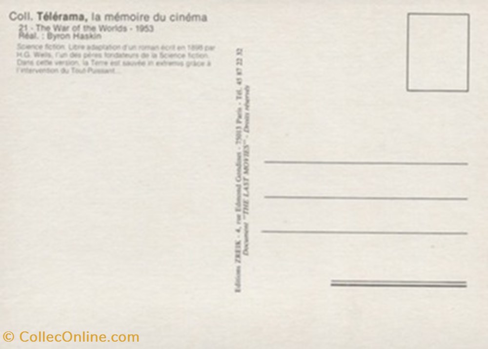 La guerre des mondes cartes postales autres la guerre des mondes