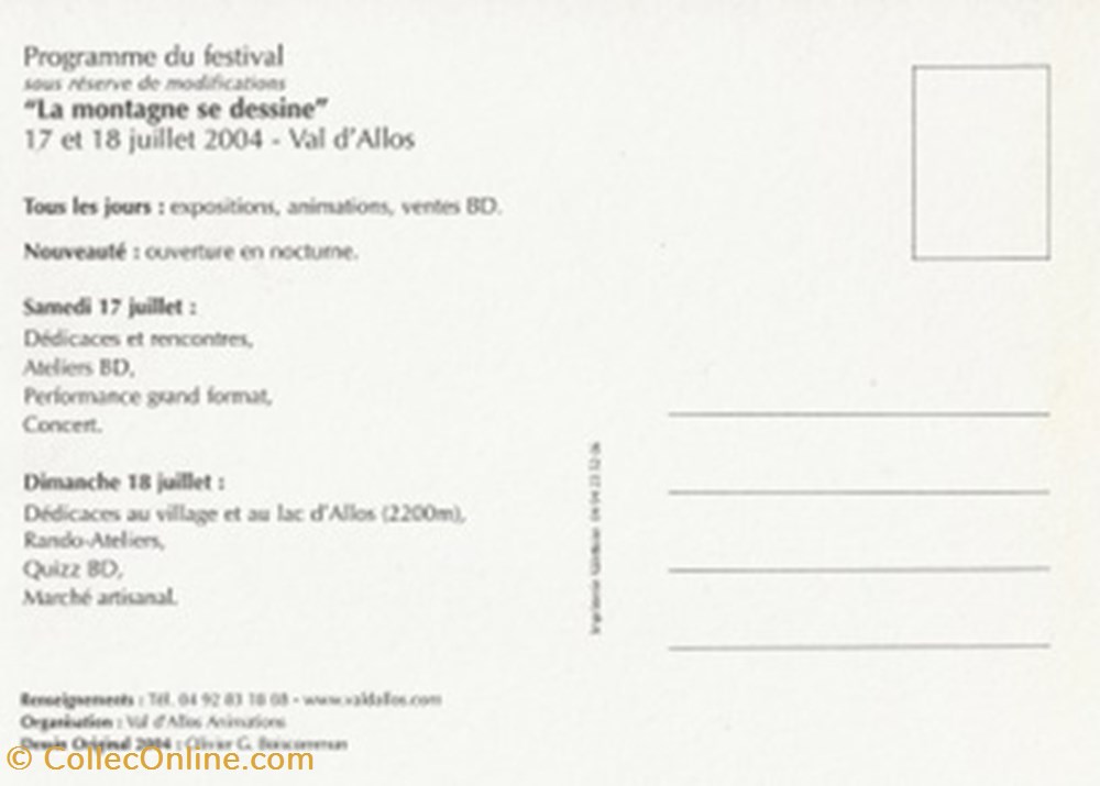 Val d'Allos (04) 2004 cartes postales bande dessinee val allos 04 2004