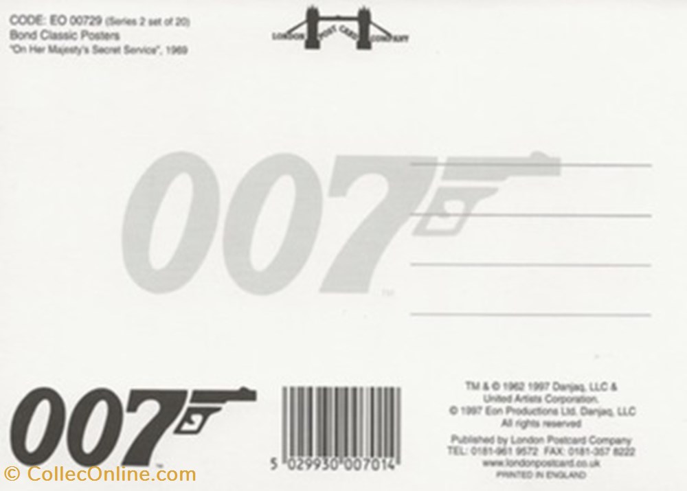On her Majesty's secret service 2 cartes postales autres on her majesty s secret service