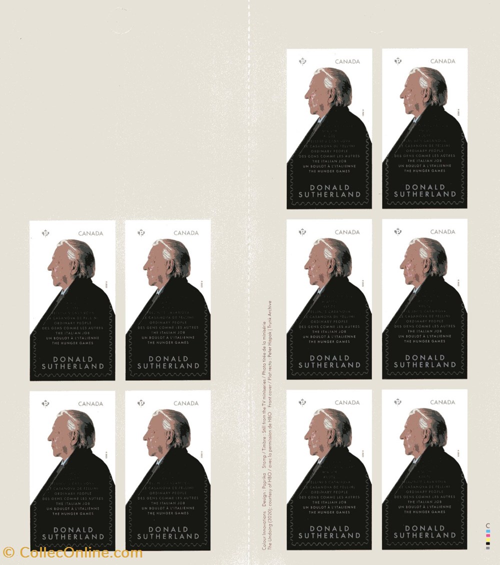 ZZZ Carnet (Canada) 2023 Donald Sutherland 2 timbres zzz carnet canada 2023 donald sutherland