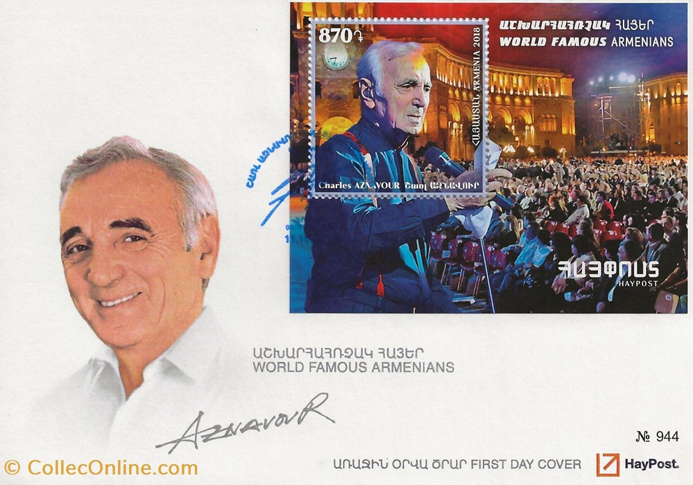 Erevan (Arménie) 2018 Charles Aznavour timbres erevan armenie 2018 charles aznavour