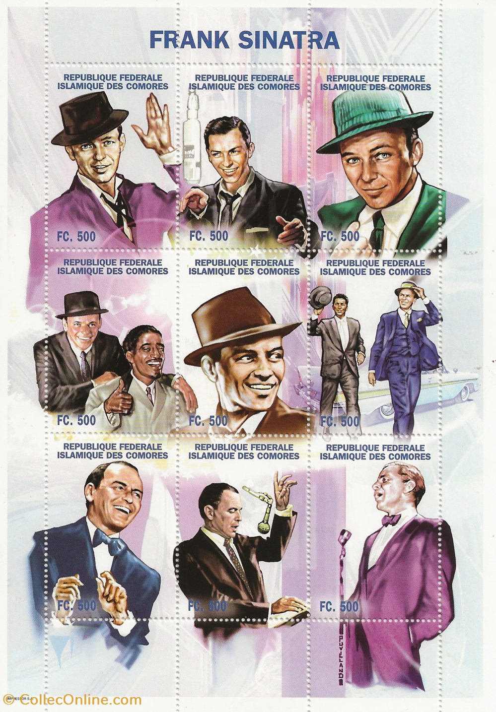 ZZZ Bloc (RFI Comores) 1999 Frank Sinatra timbres zzz bloc rfi comores 1999 frank sinatra