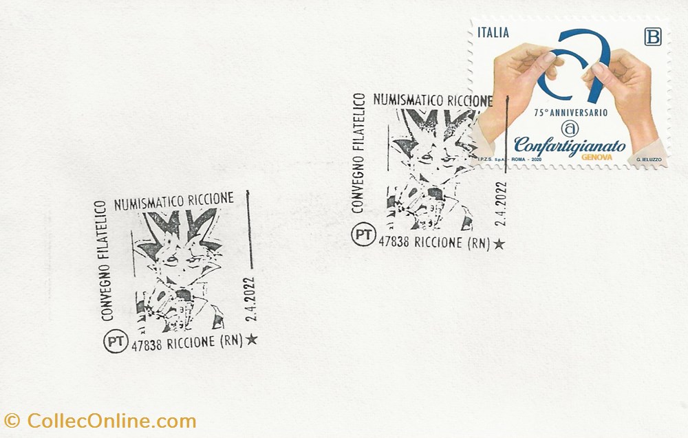 Riccione (Italie) 2022 Convegno filatelico numismatico - Yu gi ho (Yami Yugi) timbres riccione italie 2022 convegno filatelico numismatico yu gi ho yami yugi