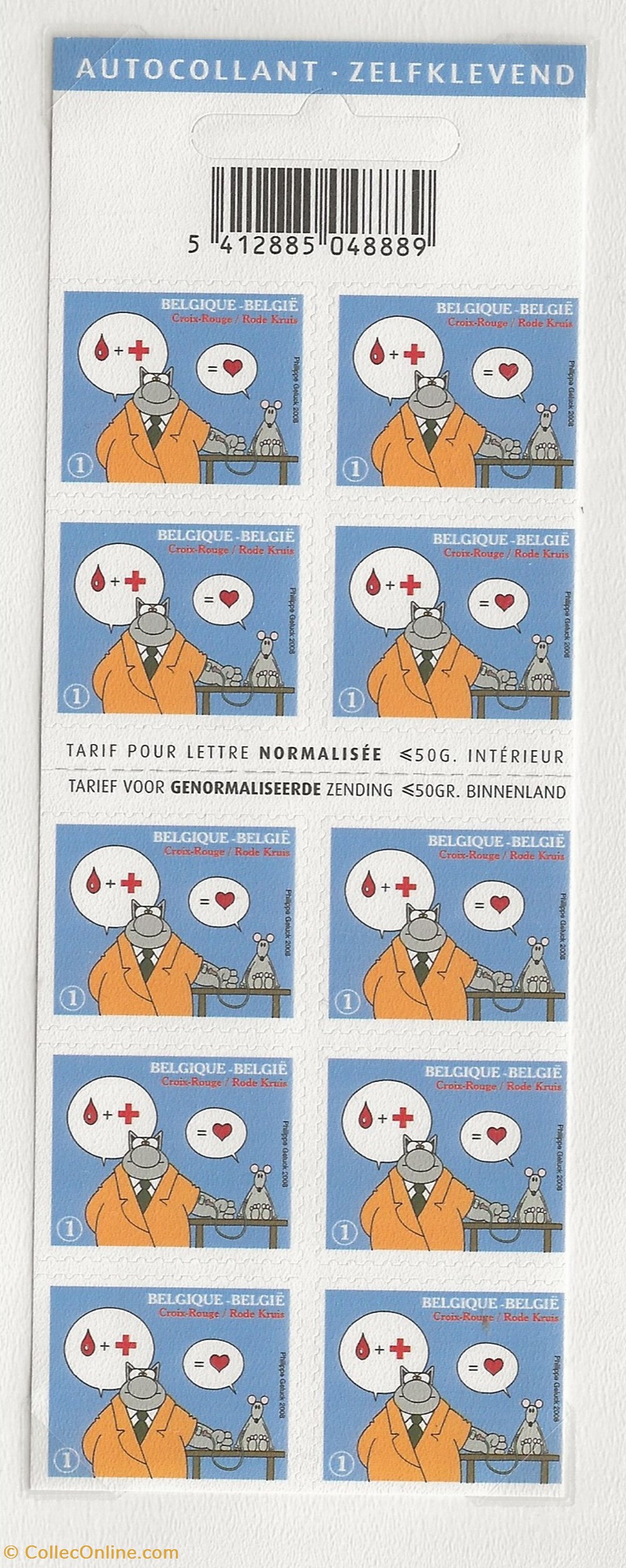 ZZZ - Belgique 2008 Carnet pour la croix rouge - Le chat de Philippe Geluck timbres zzz belgique 2008 carnet pour la croix rouge le chat de philippe geluck