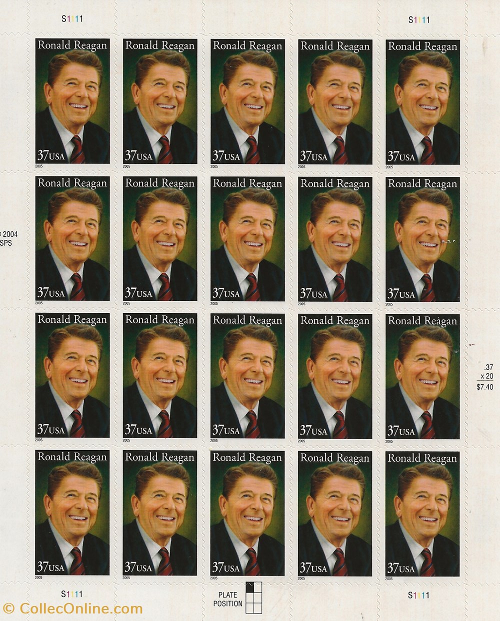 ZZZ Bloc (Etats-Unis) 2005 Ronald Reagan timbres zzz bloc etats unis 2005 ronald reagan