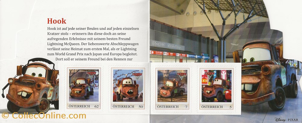 ZZZ Carnet (Autriche) 2011 Cars 2 - Hook 2 timbres zzz carnet autriche 2011 cars 2 hook