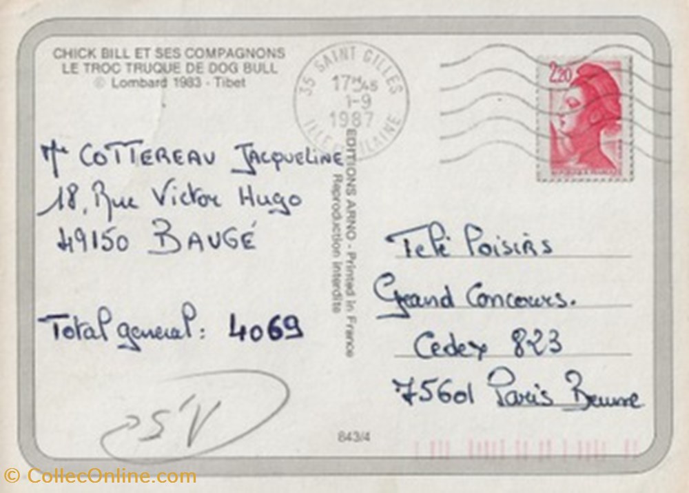 Chick Bill cartes postales bande dessinee chick bill