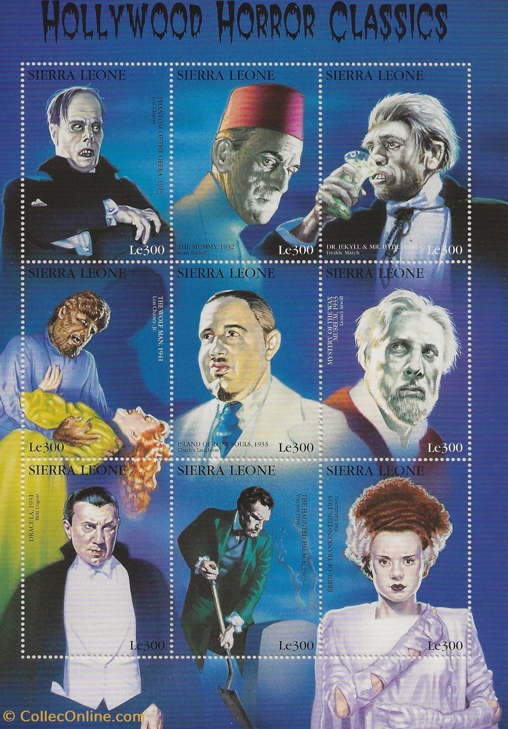 ZZZ bloc (Sierra Leone) 1997 Hollywood horror classics timbres zzz bloc sierra leone 1997 hollywood horror classics