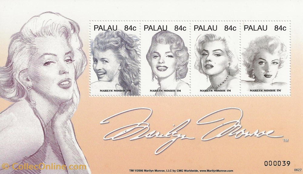 ZZZ Bloc (Palau) 2006 Marilyn Monroe timbres zzz bloc palau 2006 marilyn monroe