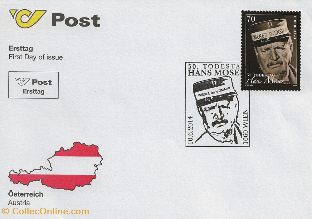 Vienne (Autriche) 2014 Hans Moser timbres vienne autriche 2014 hans moser