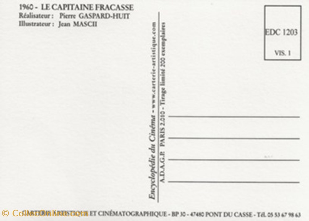 Le capitaine Fracasse cartes postales autres le capitaine fracasse