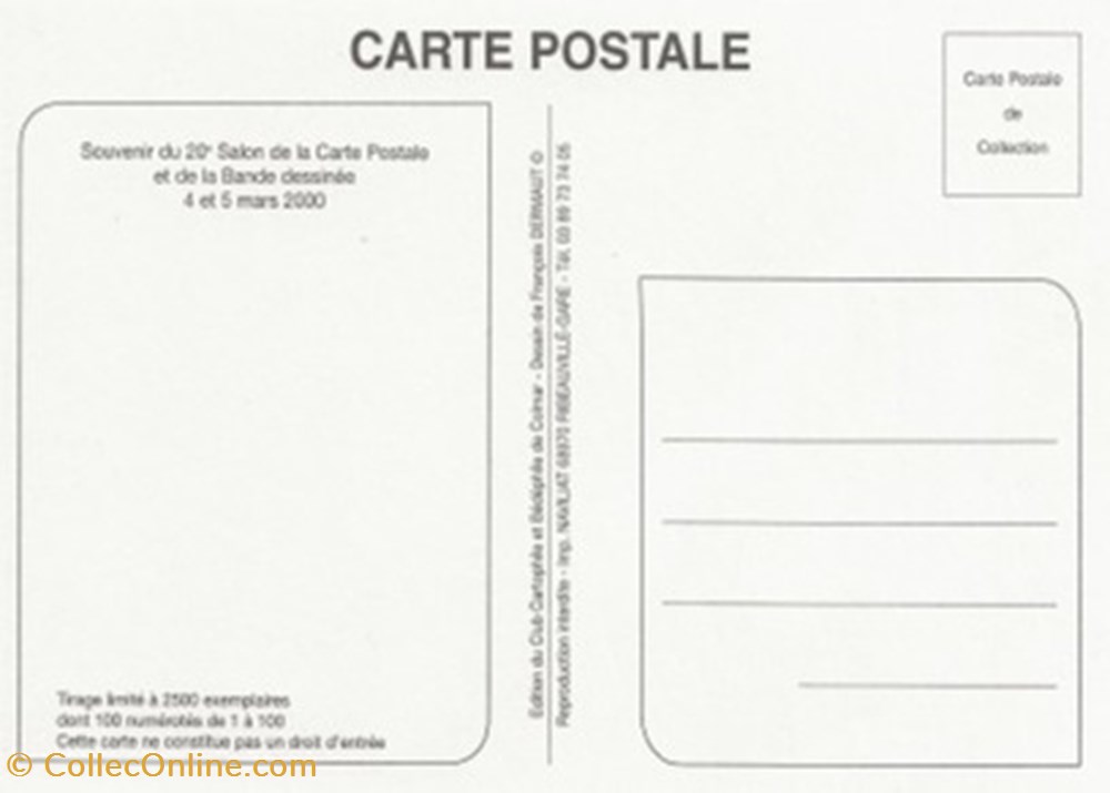 Colmar (68) 2000 cartes postales bande dessinee colmar 68 2000