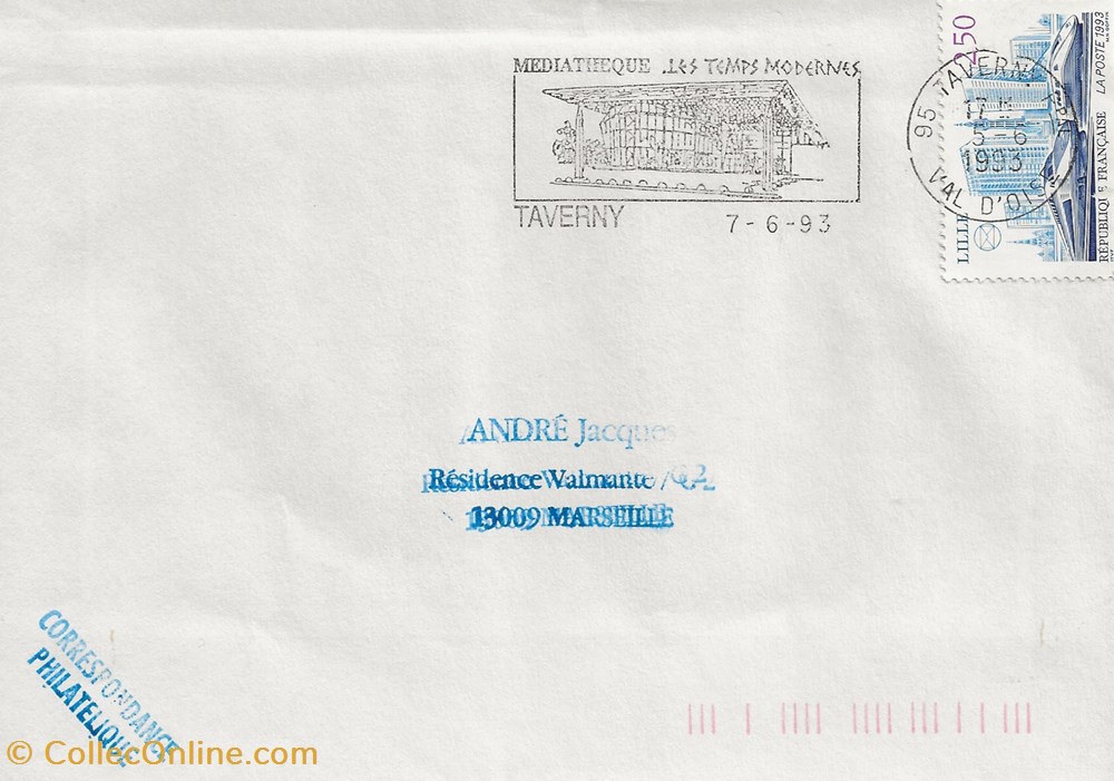 Taverny (95) 1993 Médiathèque "Les temps Modernes" timbres taverny 95 1993 mediatheque les temps modernes