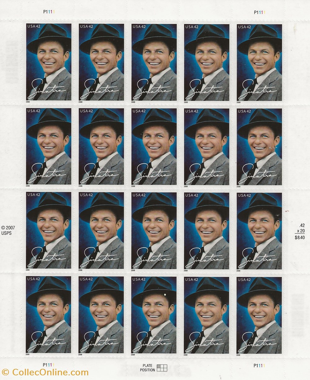 ZZZ Bloc (Etats-Unis) 2008 Frank Sinatra timbres zzz bloc etats unis 2008 frank sinatra