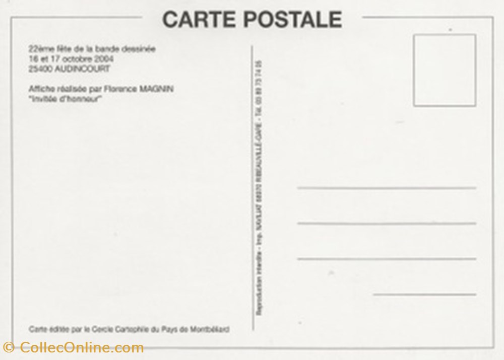cartes postales bande dessinee audincourt 25 2004