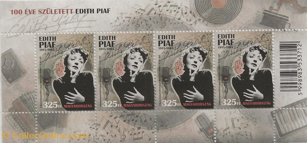 ZZZ Bloc (Hongrie) 2015 Edith Piaf timbres zzz bloc hongrie 2015 edith piaf