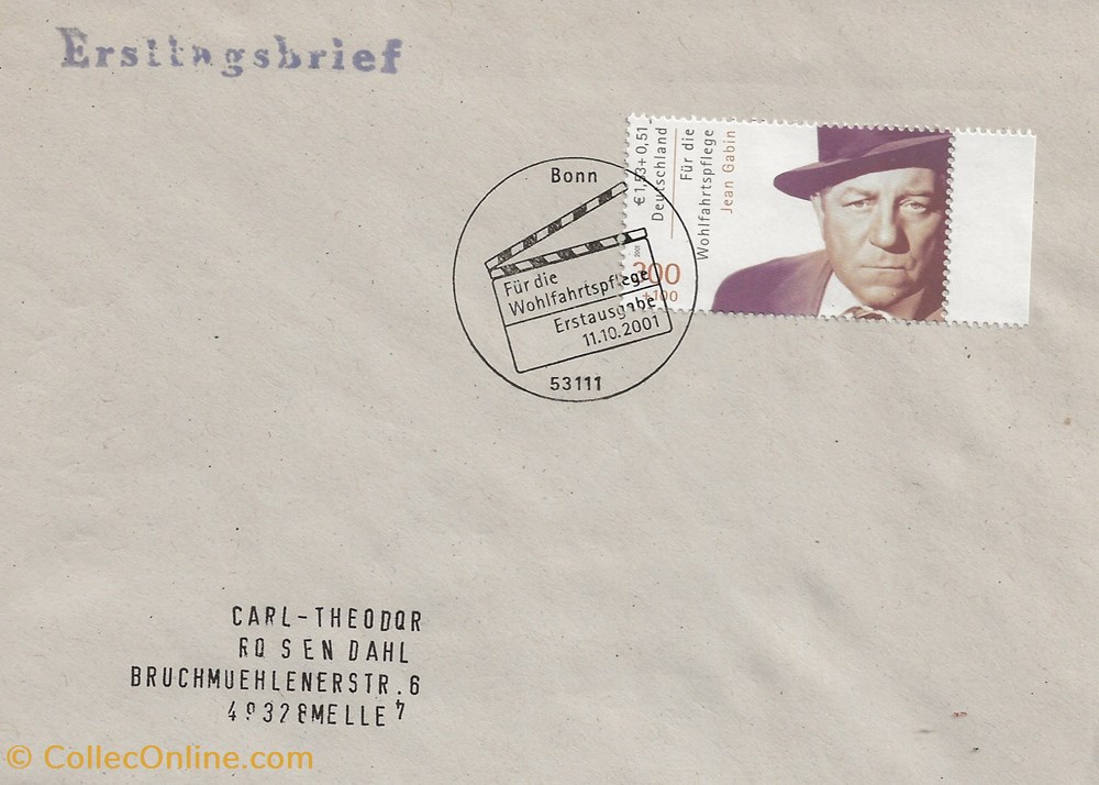 timbres bonn allemagne 2001 jean gabin