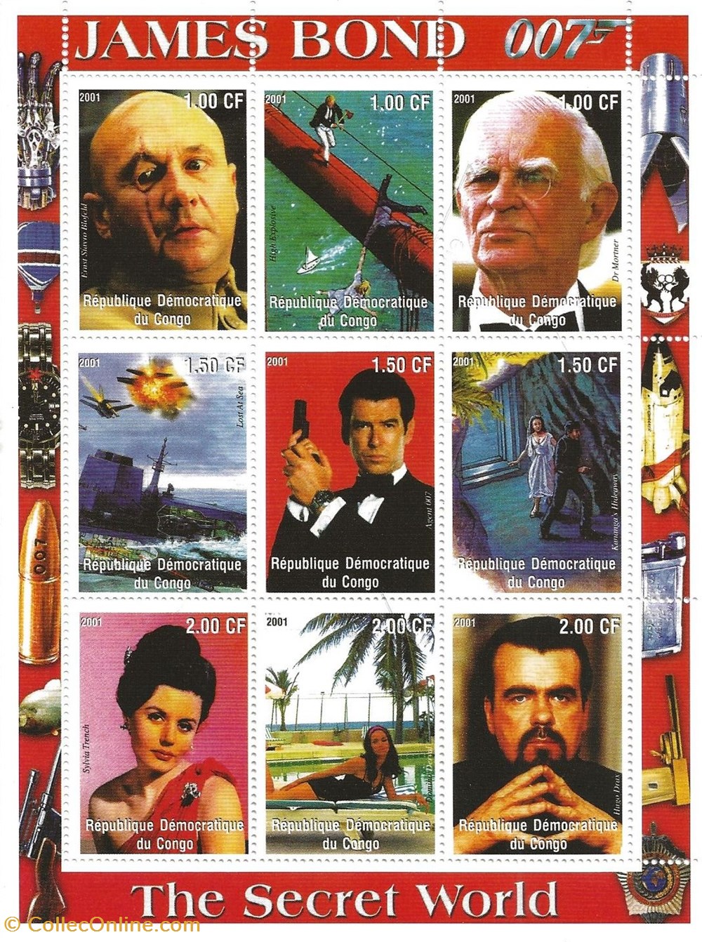 timbres zzz bloc congo 2001 james bond 007