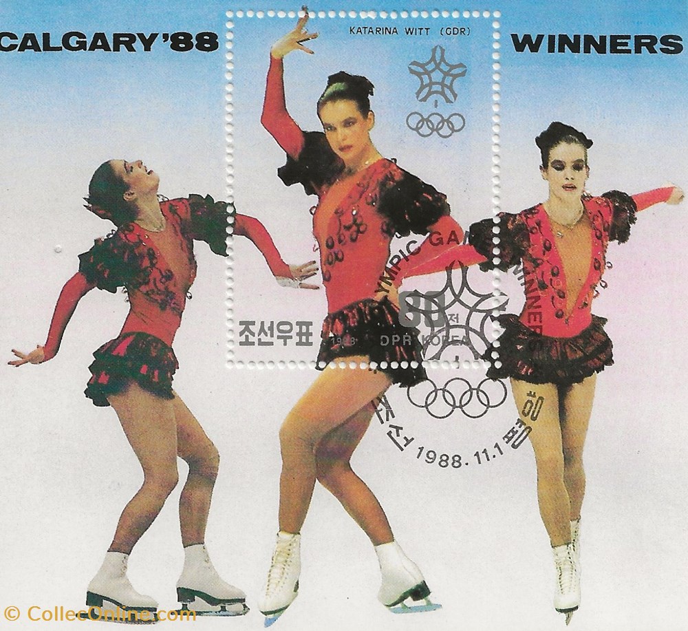 ZZZ Bloc (Corée du Nord) 1988 - Katarina Witt timbres zzz bloc coree du nord 1988 katarina witt