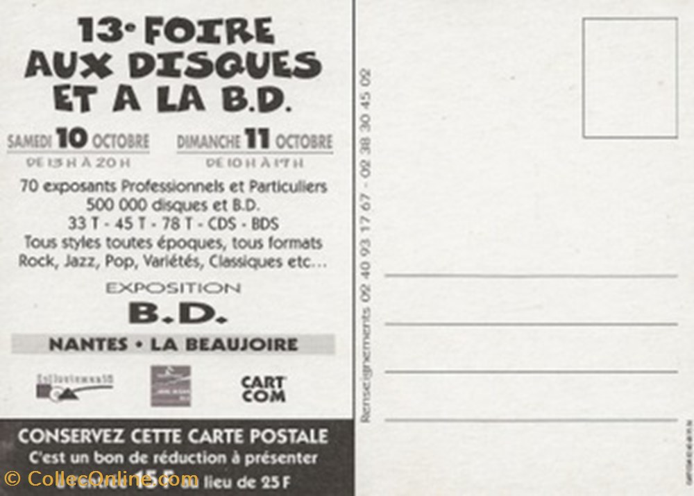 cartes postales bande dessinee nantes 44 1998