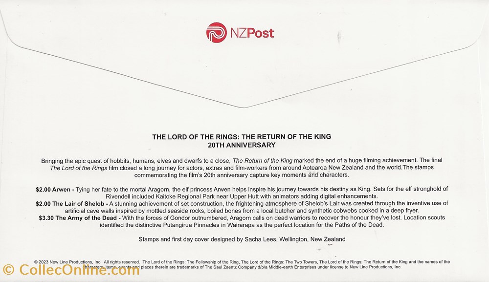 Wanganui (Nouvelle Zélande) 2023 The lord of the rings, the return of the king 3 timbres wanganui nouvelle zelande 2023 the lord of the rings the return of the king