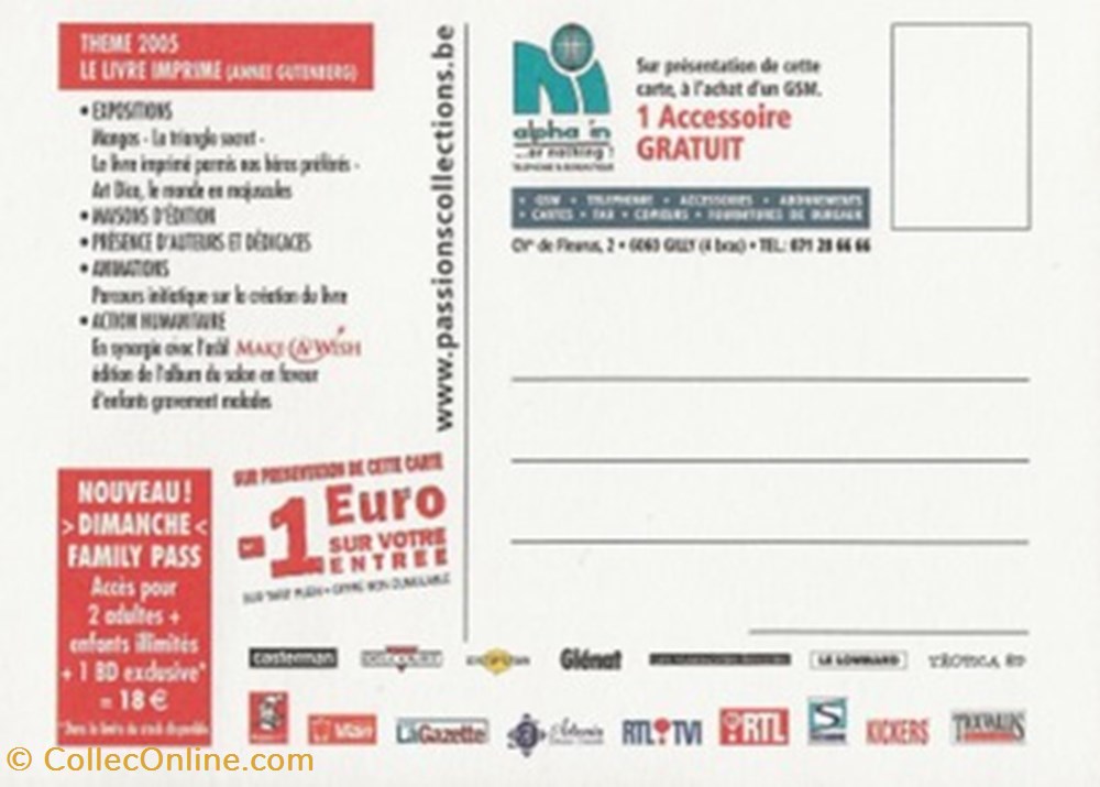 cartes postales bande dessinee charleroi belgique 2005