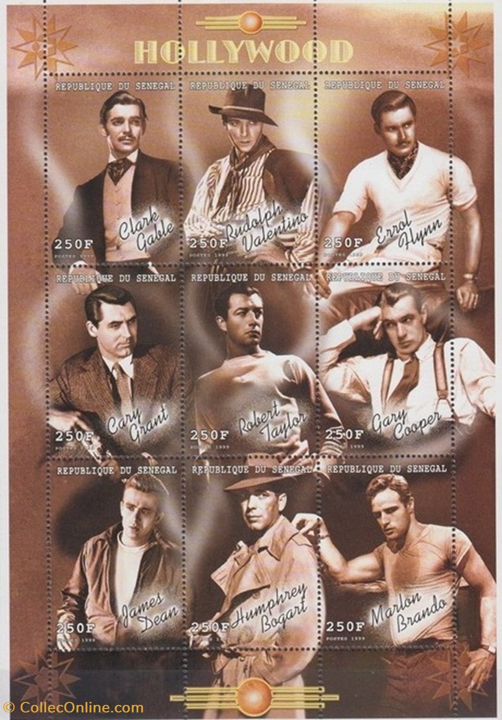 ZZZ Bloc (Sénégal) 1999 Hollywood - Acteurs timbres zzz bloc senegal 1999 hollywood acteurs