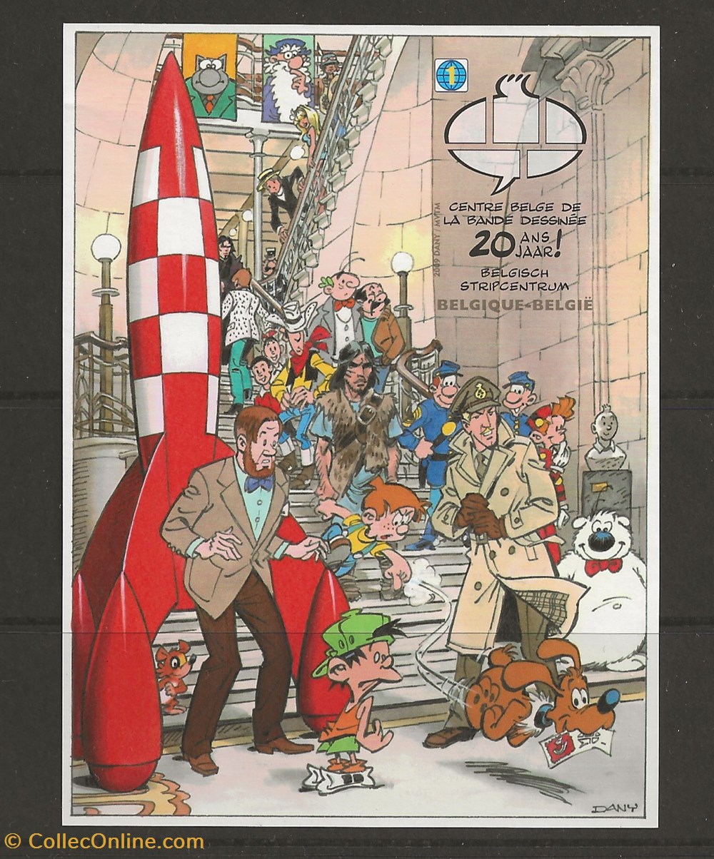 timbres zzz belgique 2009 feuillet couleur non perfore du timbre 20 ans du centre belge de la bd