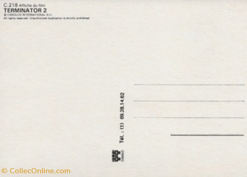 Terminator 2, judgment day cartes postales autres terminator 2 judgment day