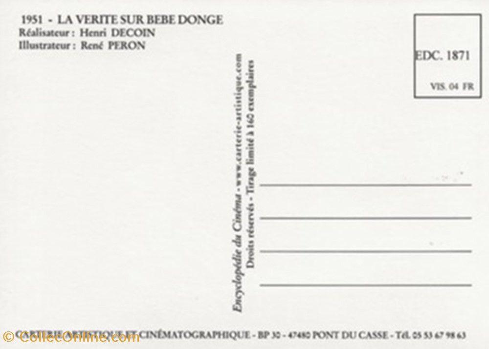 La vérité sur Bébé Donge cartes postales autres la verite sur bebe donge