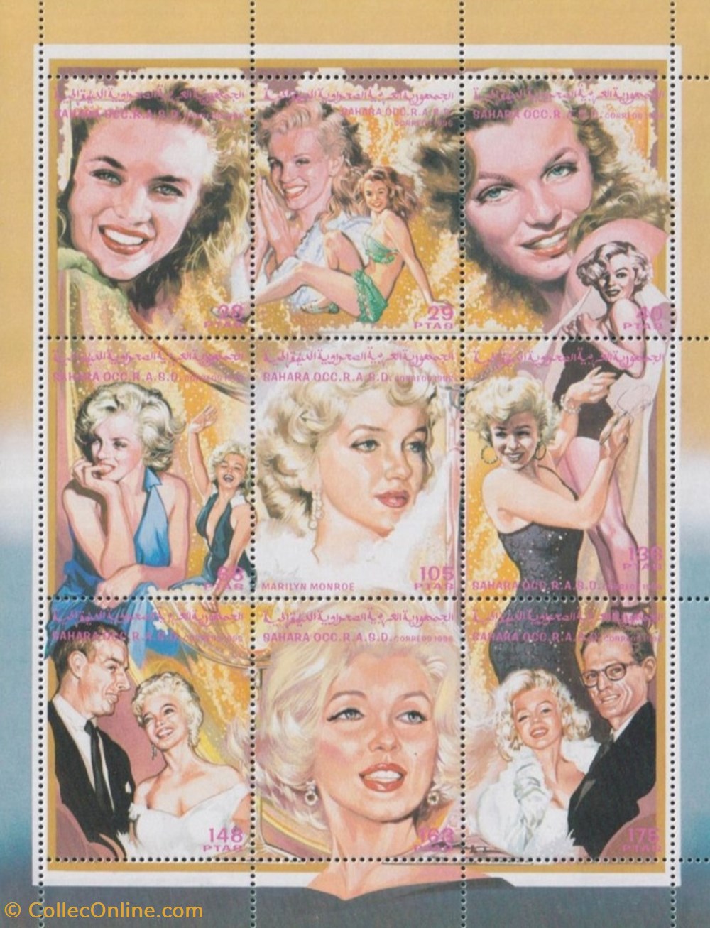 ZZZ Blocs (Sahara Occidental) 1996 Marilyn Monroe 4 timbres zzz blocs sahara occidental 1996 marilyn monroe