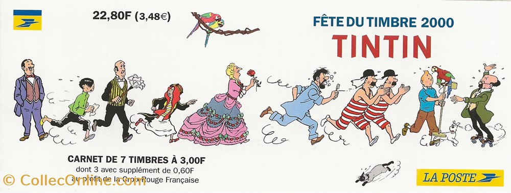 ZZ carnet pour la fête du timbre 2000 Tintin timbres zz carnet pour la fete du timbre 2000 tintin
